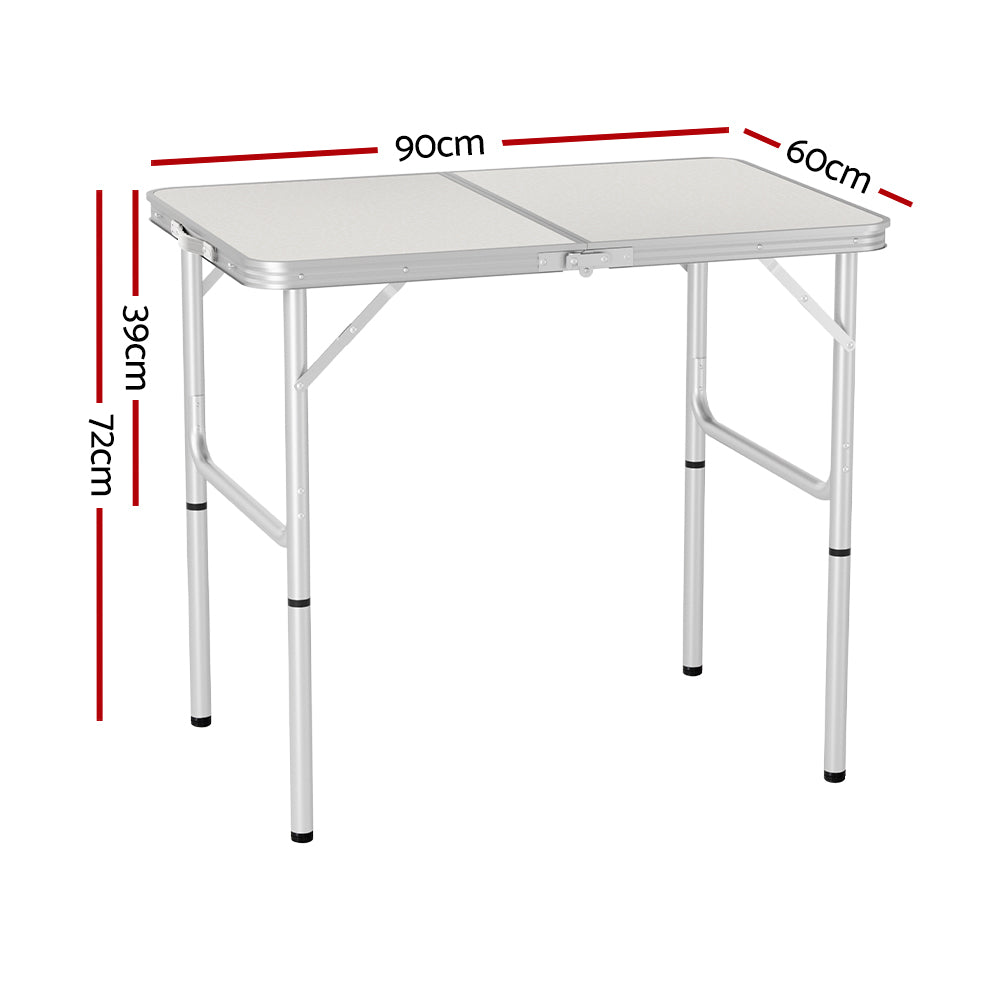 Weisshorn Folding Camping Table 90CM Adjustable Portable Outdoor Picnic Desk