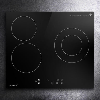 Devanti Electric Ceramic Cooktop 60cm Kitchen Cooker 4 Burner Hob Touch Control 5200W