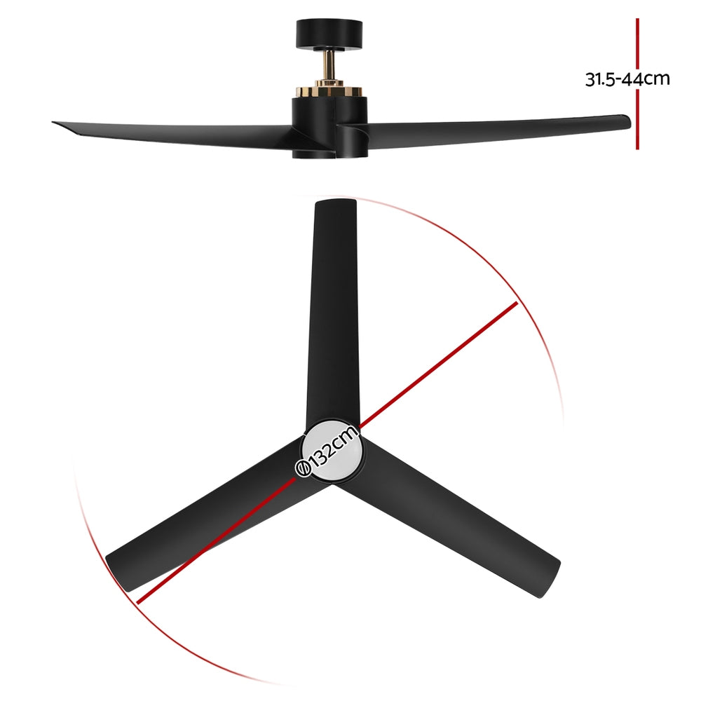 Devanti 52'' Ceiling Fan DC Motor w/Light w/Remote - Black