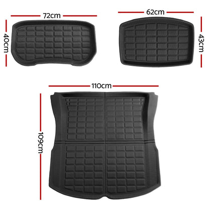 Weisshorn NEW Tesla Model 3 Highland 2024 Boot Liners Rear Frunk Well Trunk Cargo Mats