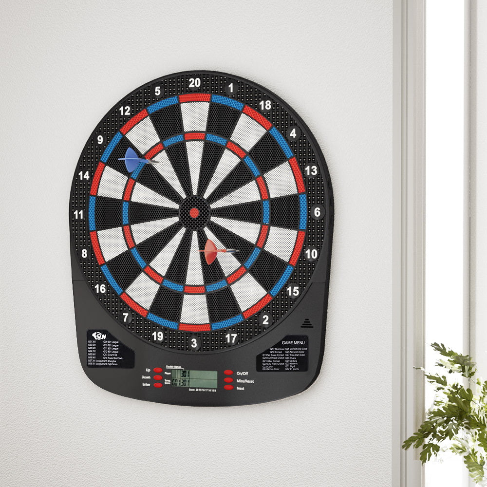 13.5" Dartboard Dart Board with Soft Tip Darts Electronic Scorer 32 Games