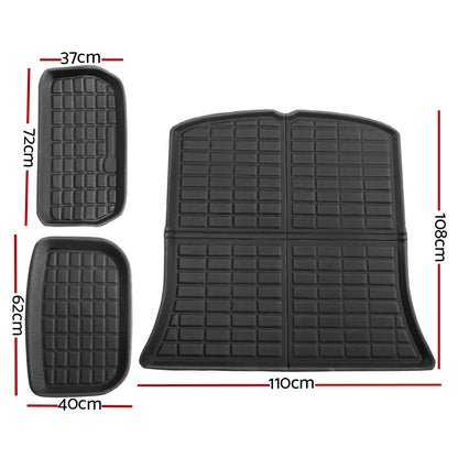 Tesla Model Y 2021-2024 Rear Well Front Cargo Trunk Toolbox Boot Liner Floor Mat