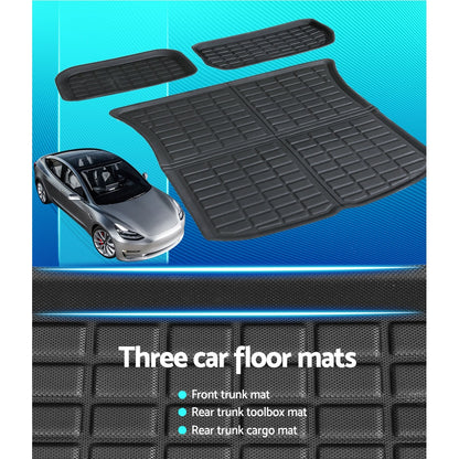 Tesla Model Y 2021-2024 Rear Well Front Cargo Trunk Toolbox Boot Liner Floor Mat