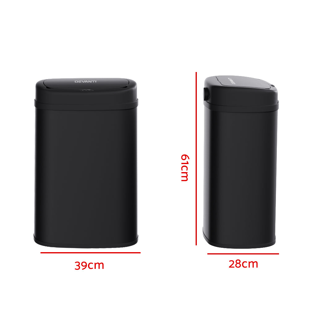 Devanti 50L Sensor Bin Motion Rubbish Automatic Black