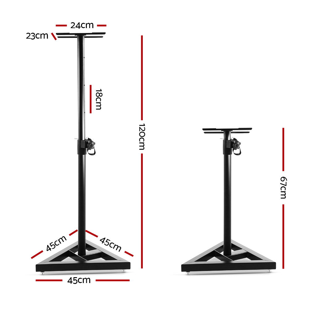 Alpha Speaker Stand 67-120cm Adjustable Height Surround Sound Studio Home 2pcs