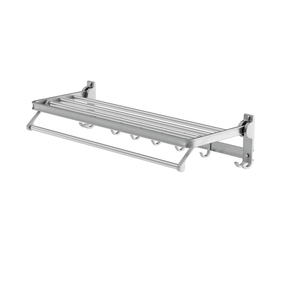 Towel Rail Rack Holder 4 Bars Wall Mounted Aluminium Foldable Hanging Hook