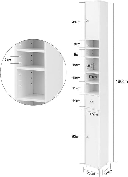 White Tall Bathroom Cabinet High Storage