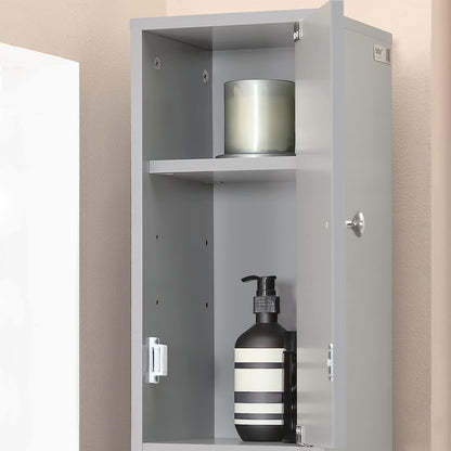 Tall Bathroom Storage Cupboard Shelves, Grey