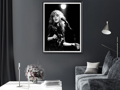 Wall Art 40cmx60cm Young Stevie Nicks in Concert Poster, Black Frame Canvas