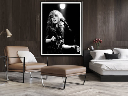 Wall Art 40cmx60cm Young Stevie Nicks in Concert Poster, Black Frame Canvas