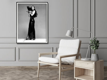 Wall Art 30cmx40cm Cher Music Black and White, Black Frame Canvas