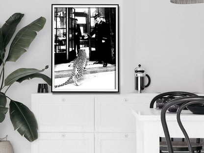 Wall Art 40cmx60cm Luxury Brand Leopard Jewelry Shop Poster, Black Frame Canvas