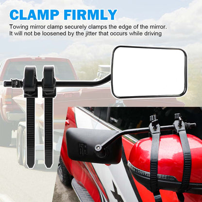 2x Towing Mirrors Pair Clip on Multi Fit Clamp On Towing Caravan 4X4 Trailer 4WD