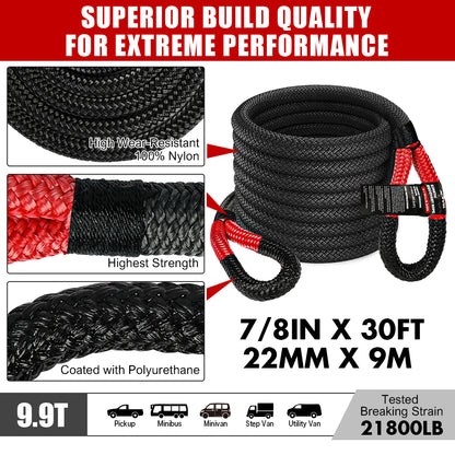 X-BULL 4X4 Recovery Kit Kinetic Recovery Rope Snatch Strap / 2PCS Recovery Tracks 4WD Gen3.0 Red