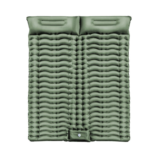 KILIROO Double Inflatable Camping Sleeping Pad with Pillow (Army Green)