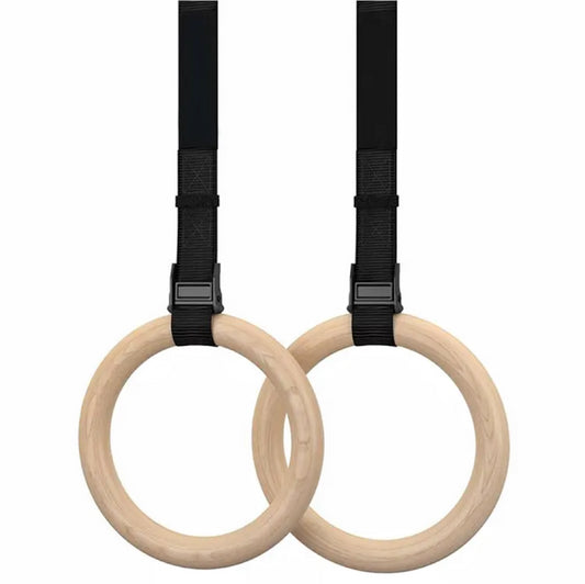 VERPEAK Wooden Gymnastic Rings with Adjustable Straps Heavy Duty Exercise Gym Rings Wooden