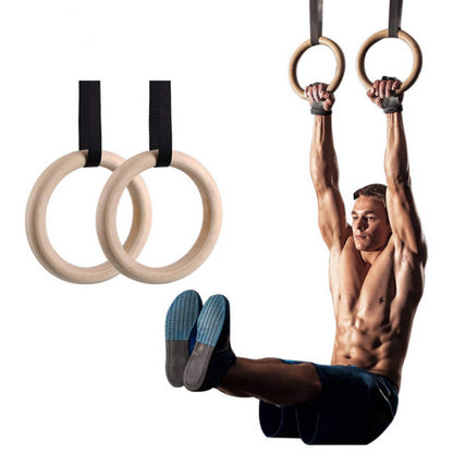 VERPEAK Wooden Gymnastic Rings with Adjustable Straps Heavy Duty Exercise Gym Rings Wooden