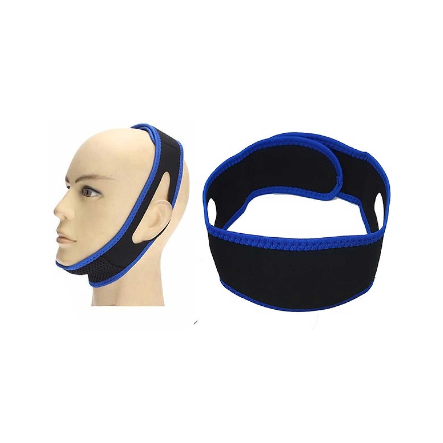 2x Anti Snoring Aid Adjustable Chin Strap - Jaw Brace Sleeping Aid Device