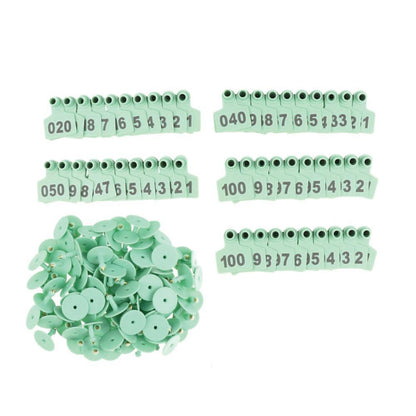 1-100 Cattle Number Ear Tag 6x7cm Set - Medium Green Sheep Livestock Label