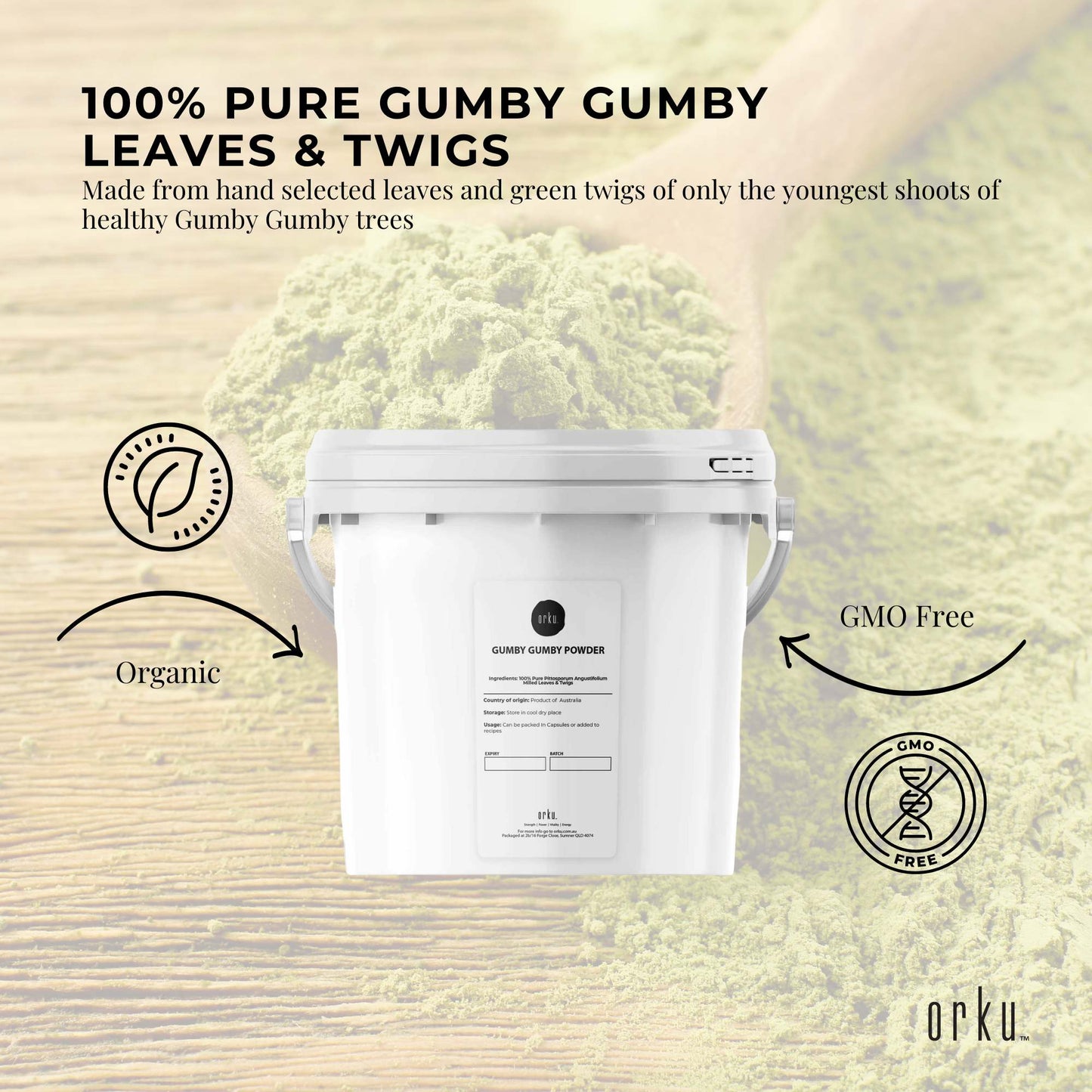 3Kg Gumby Gumby Pure Powder Tub Gumbi Aboriginal Plant Pittosporum Angustifolum