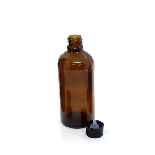 105x 100ml Amber Glass Bottles Orifice Reducer Dispensing Cap Essential Oil Bulk