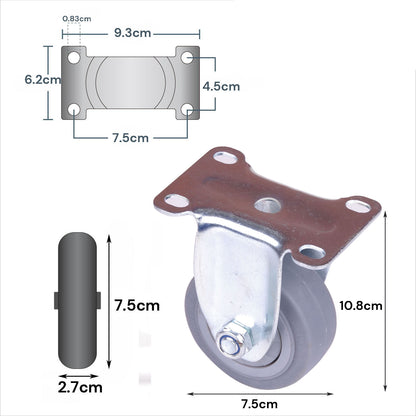 4x 3 inch Heavy Duty Swivel Brake Locking Caster Castor Wheels Casters 2x swivel 2x fixed for Cart Furniture Workbench