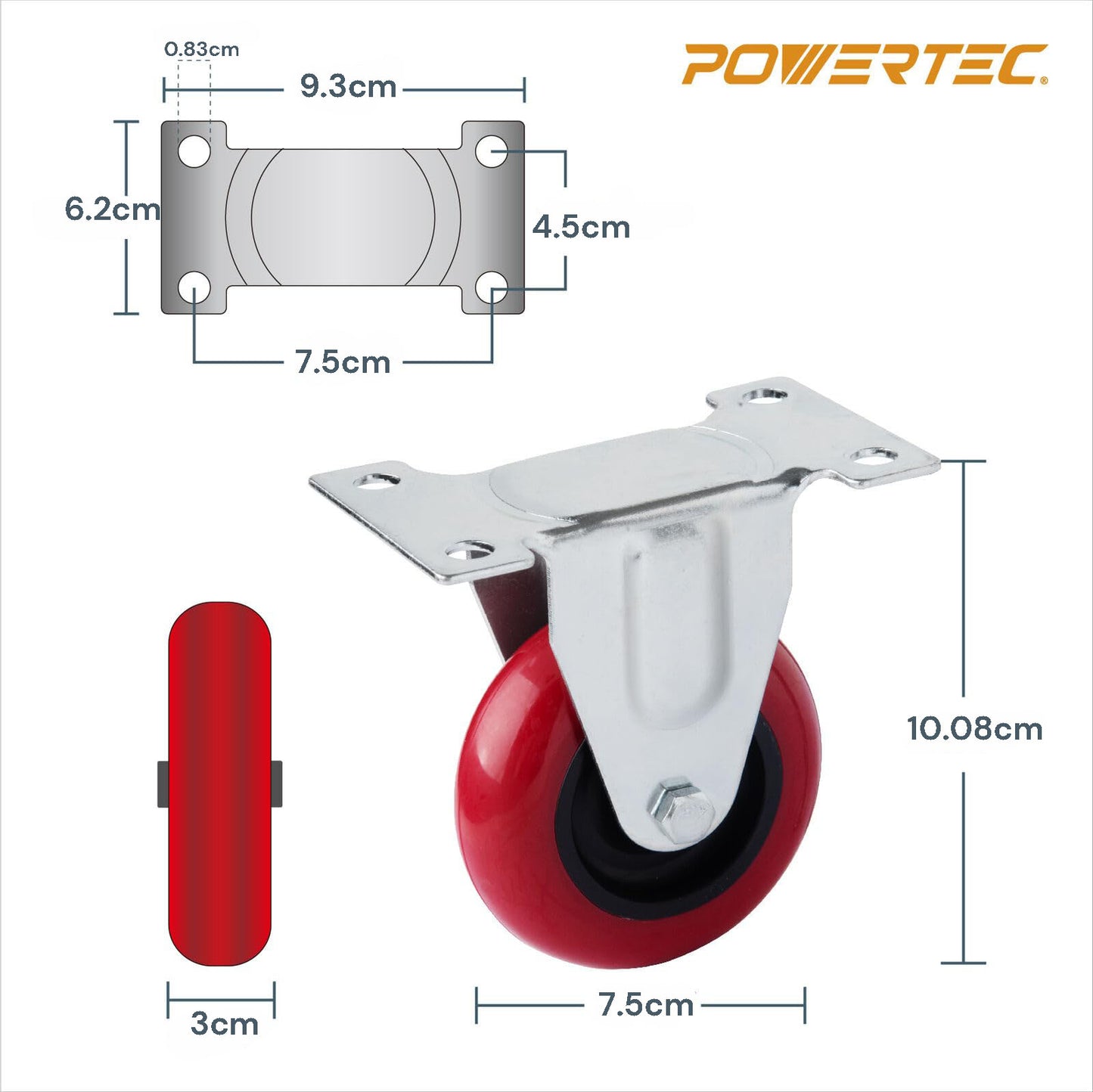 4x 3 inch Heavy Duty 2x Fixed + 2x Swivel Casters Load 300kg Castor Caster Wheels Swivel Casters with Brakes