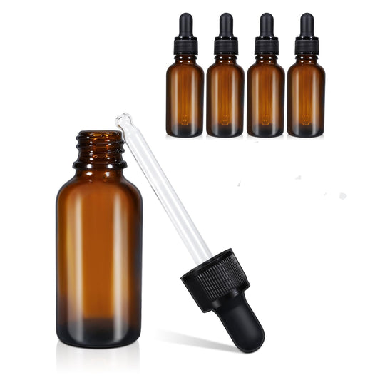 20ml (5 Pack) Amber Glass Dropper Bottle Liquid Essential Oils Bottle Bottles Leakproof Glass Tincture Bottles