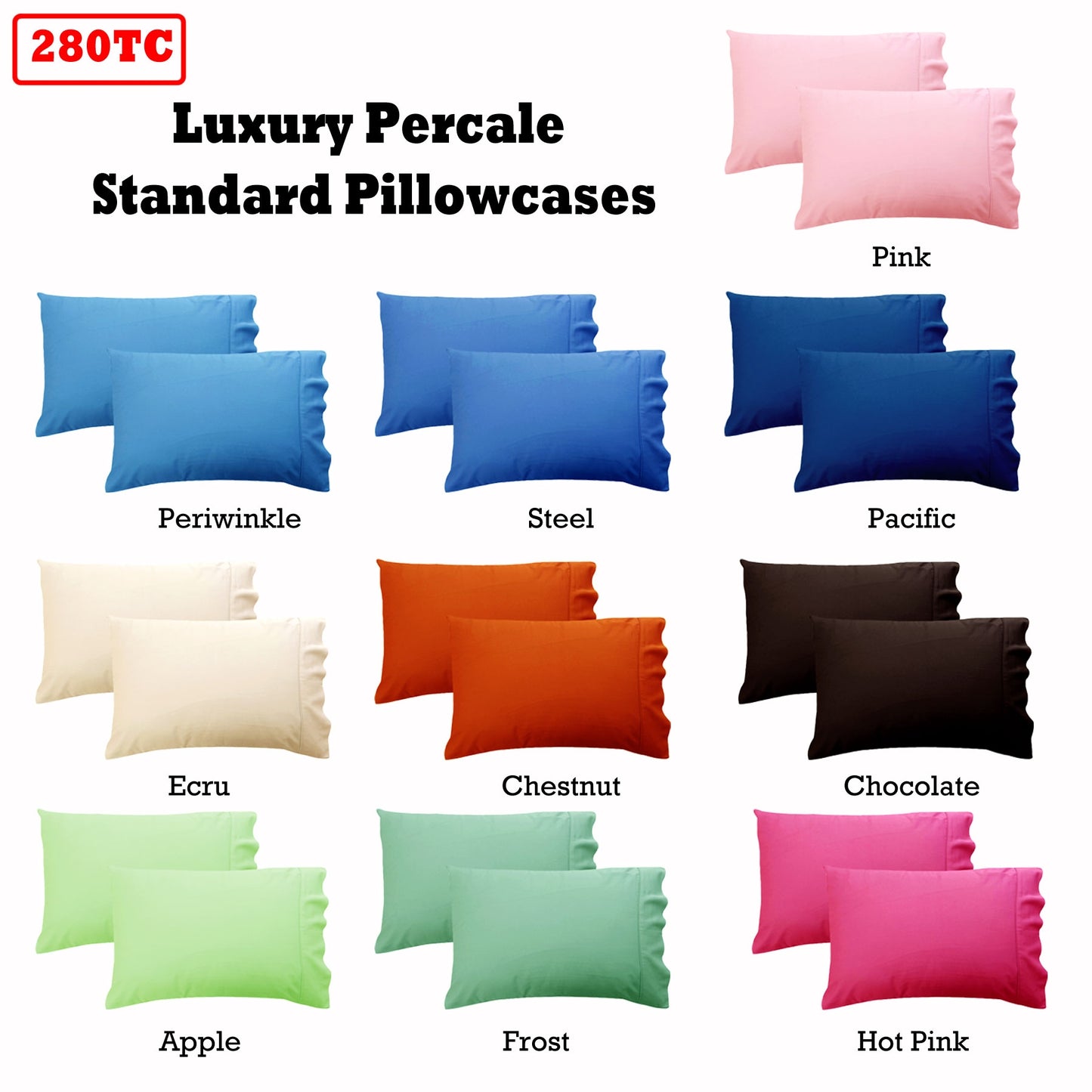 280TC Luxury Percale Standard Pillowcases Ecru