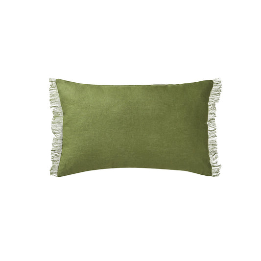 Vintage Design Homewares Olive French Linen Filled Cushion Oblong - 35cm x 55cm