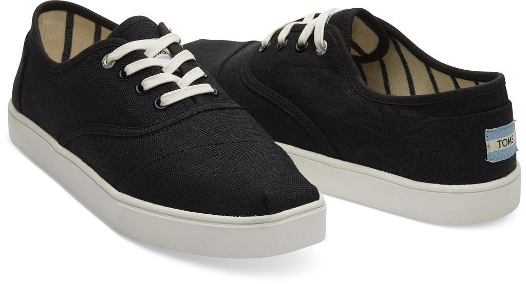 TOMS Heritage Mens Canvas Casual Shoes Sneakers Lace Up Low Cut - Black - US 10