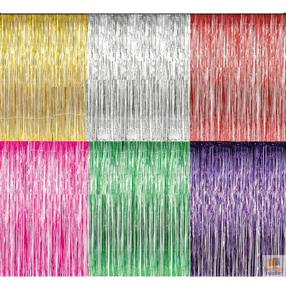 Tinsel Curtain Foil Metallic Fringe Backdrop Party Door Decorations (200cm x 100cm) - Green