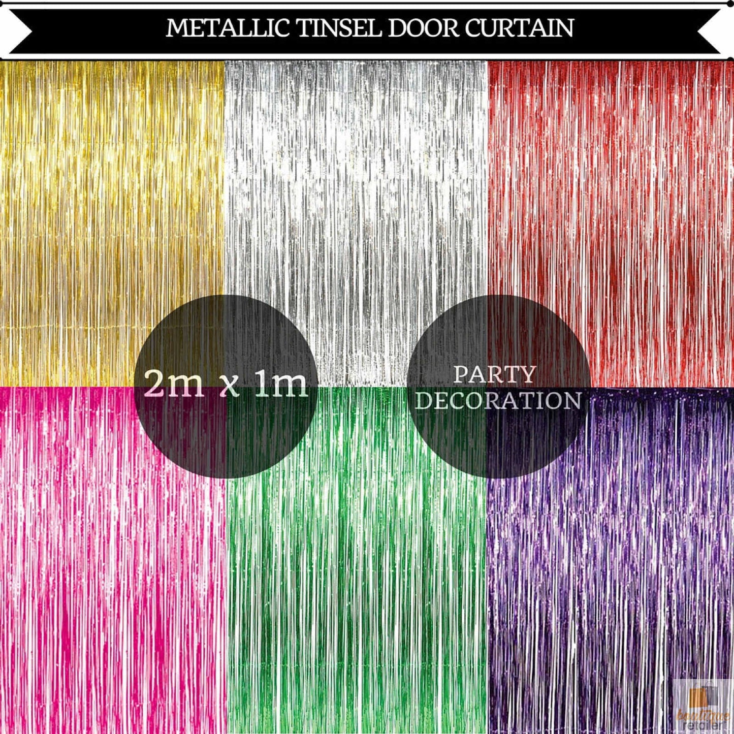 Tinsel Curtain Foil Metallic Fringe Backdrop Party Door Decorations (200cm x 100cm) - Green