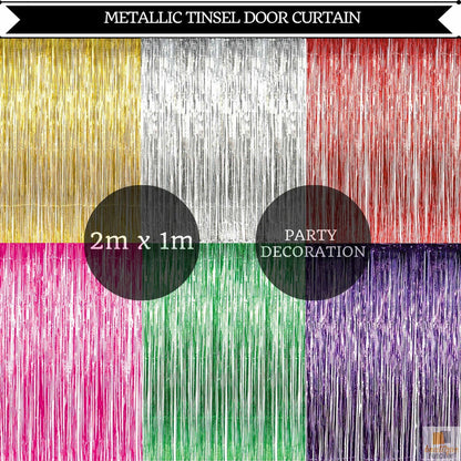 Tinsel Curtain Foil Metallic Fringe Backdrop Party Door Decorations (200cm x 100cm) - White