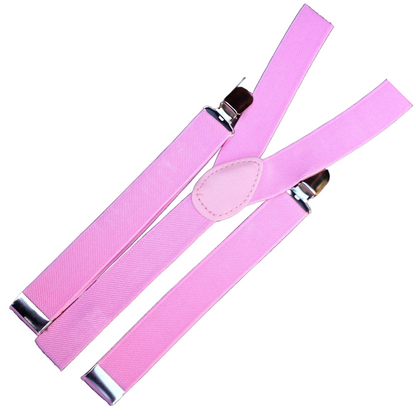 2x Mens Suspenders Braces Adjustable Strong Clip On Elastic Formal Wedding Slim - Lilac