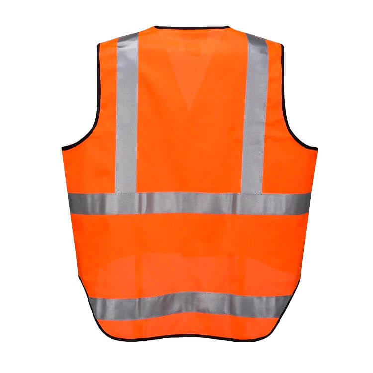 3x HUSKI Hi Vis Patrol Vest 3M Tape Safety Workwear High Visibility Bulk - Orange - L