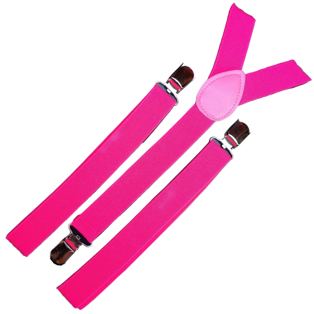 3x Mens Suspenders Braces Adjustable Strong Clip On Elastic Formal Wedding Slim - Magenta