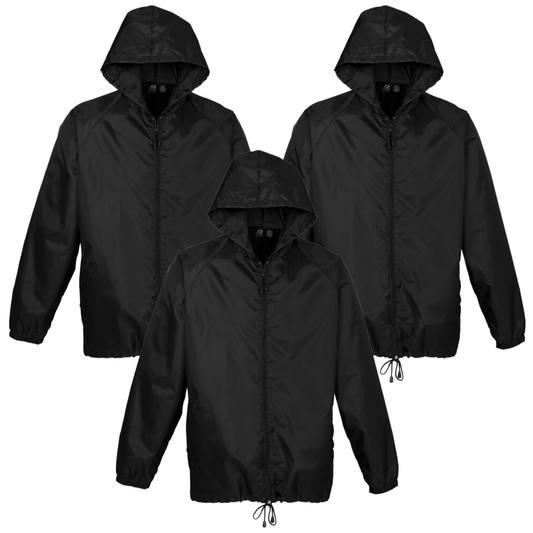 3x Kids Spray Jacket Outdoor Hike Rain Sport Poncho Waterproof - Black