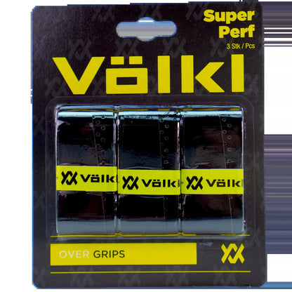 Volkl Super Perf Over Grip Overgrip Tennis Squash Badminton - 3 Pack - Black