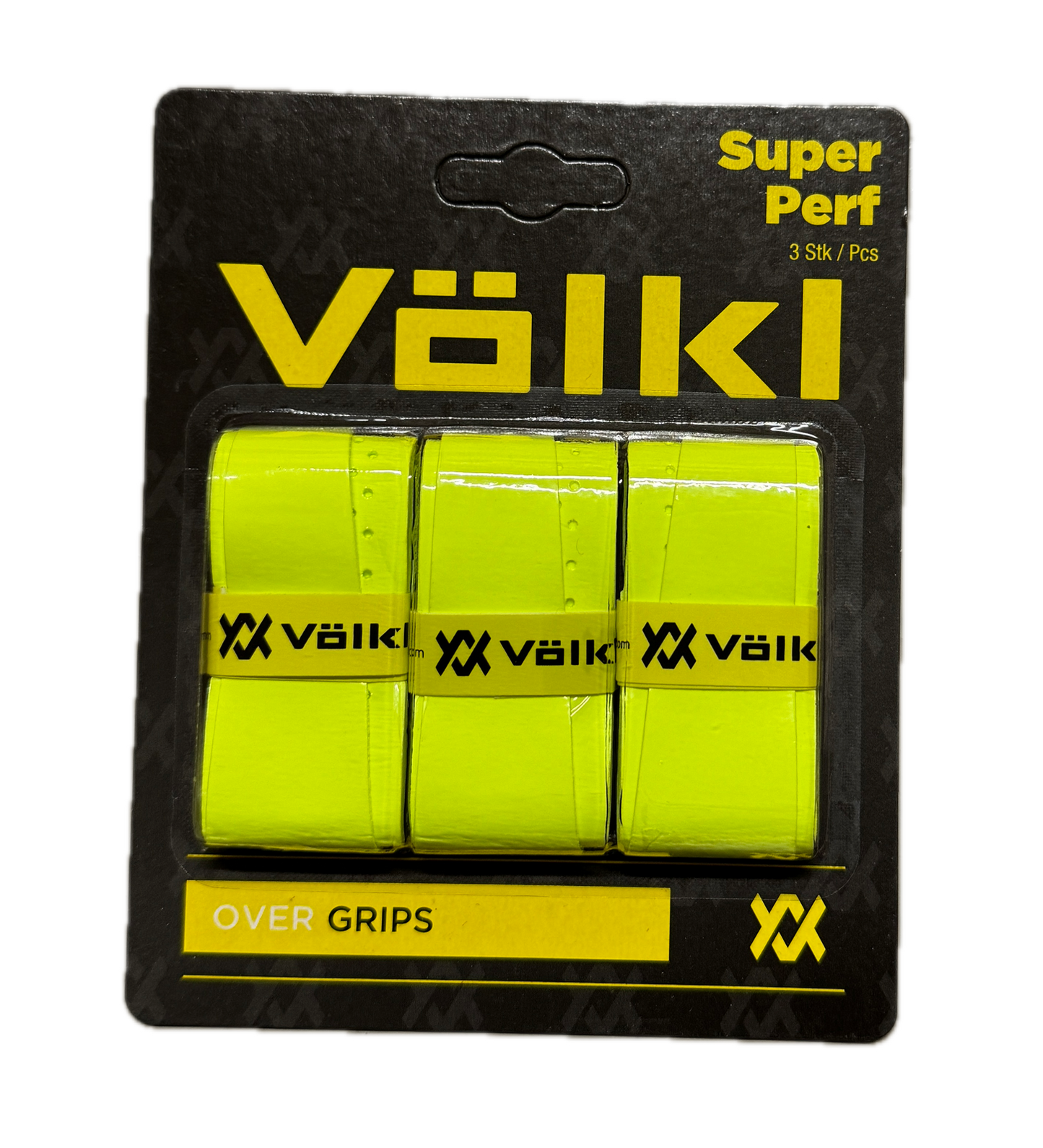 Volkl Super Perf Over Grip Neon Yellow Overgrip Tennis Squash Badminton - 3 Pack