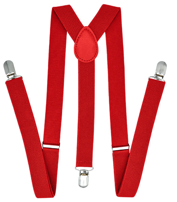 35mm WIDE SUSPENDERS Mens Adjustable Braces Clip On Trouser Elastic Y-Back - Red